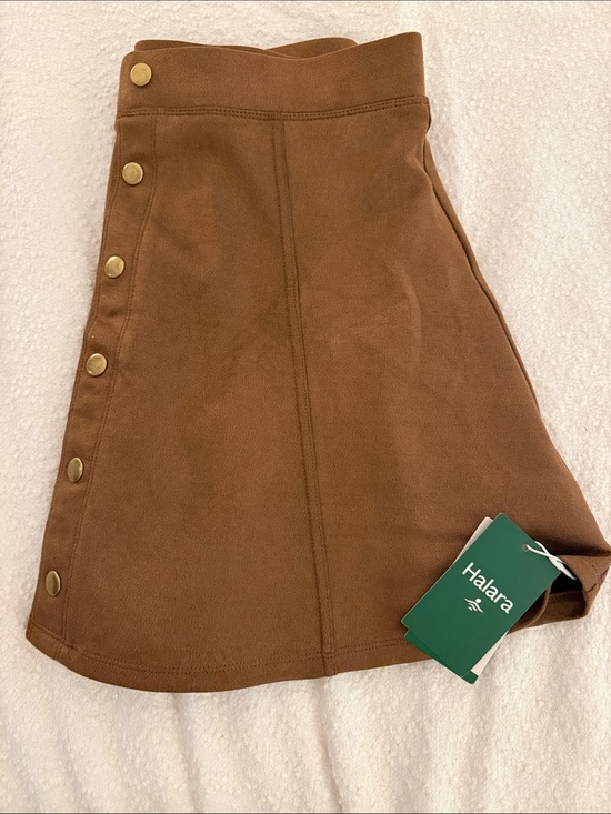 HALARA Dresses & Skirts - High Waisted Decorative 2-in-1 A Line Suede Mini Casual Skirt